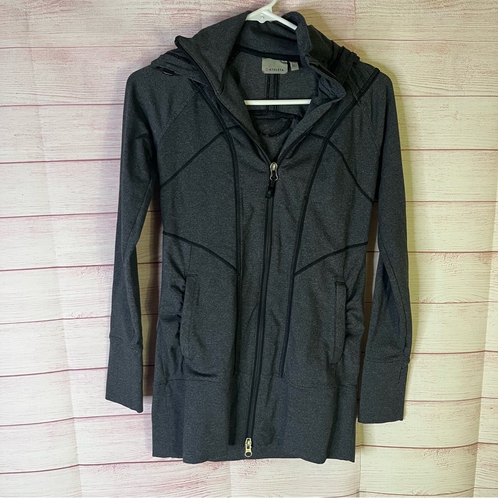 Athleta Gray Full Zipper Hooded Jacket Size XXS